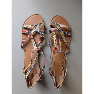 Dream Pairs Womens Printed Sapha Strappy Gladiator Flat Sandals Multicolor Sz 11